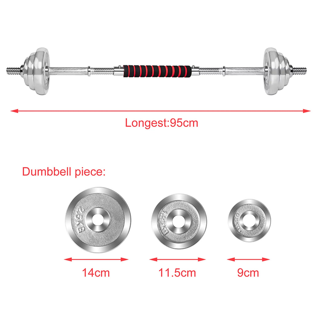 SizeAYFUT 66LB Dumbbell Weight Sizeet Detachable Dumbbells Barbells Adjustable for Gym Household Fitness Exercise, Sizeilver