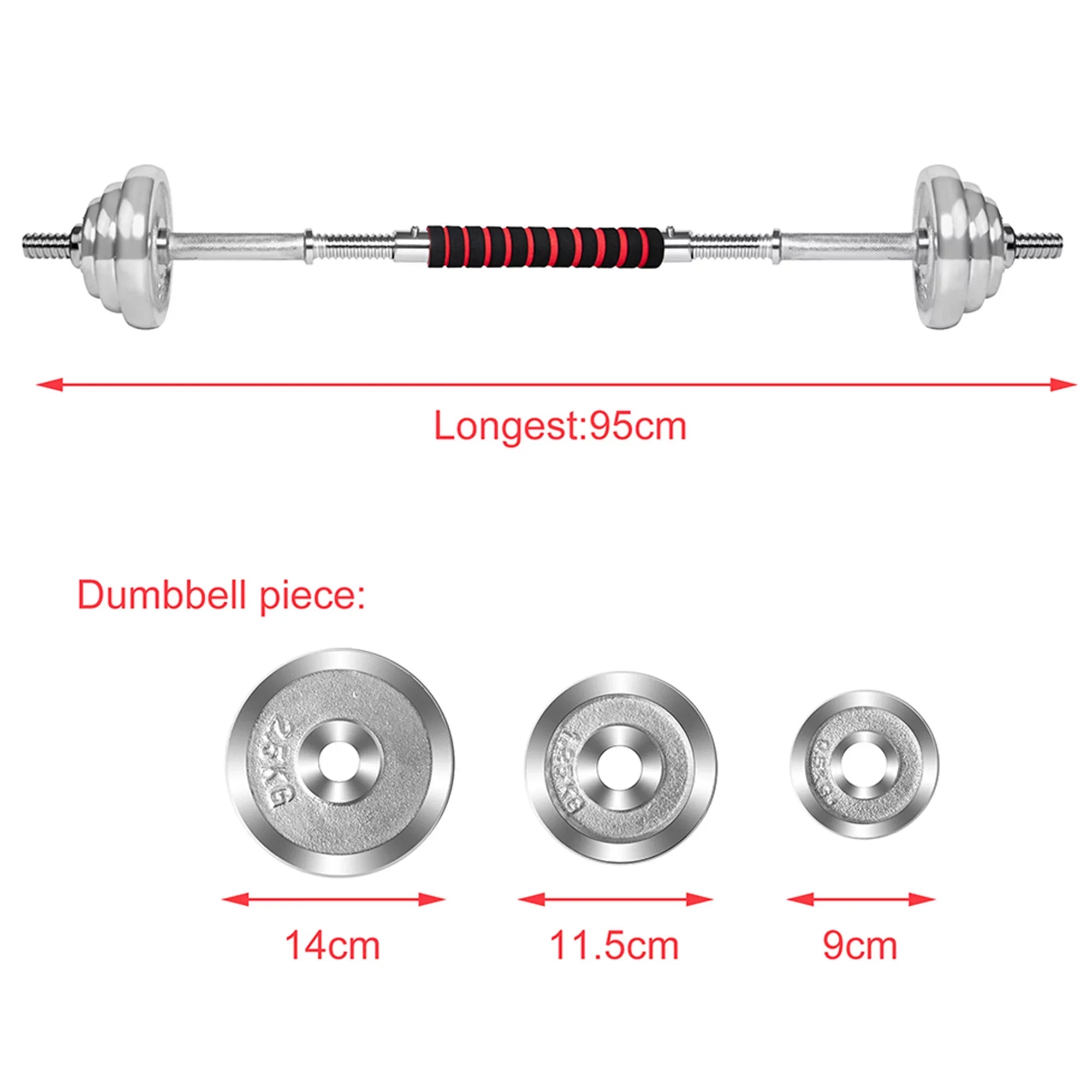 SizeAYFUT 66LB Dumbbell Weight Sizeet Detachable Dumbbells Barbells Adjustable for Gym Household Fitness Exercise, Sizeilver