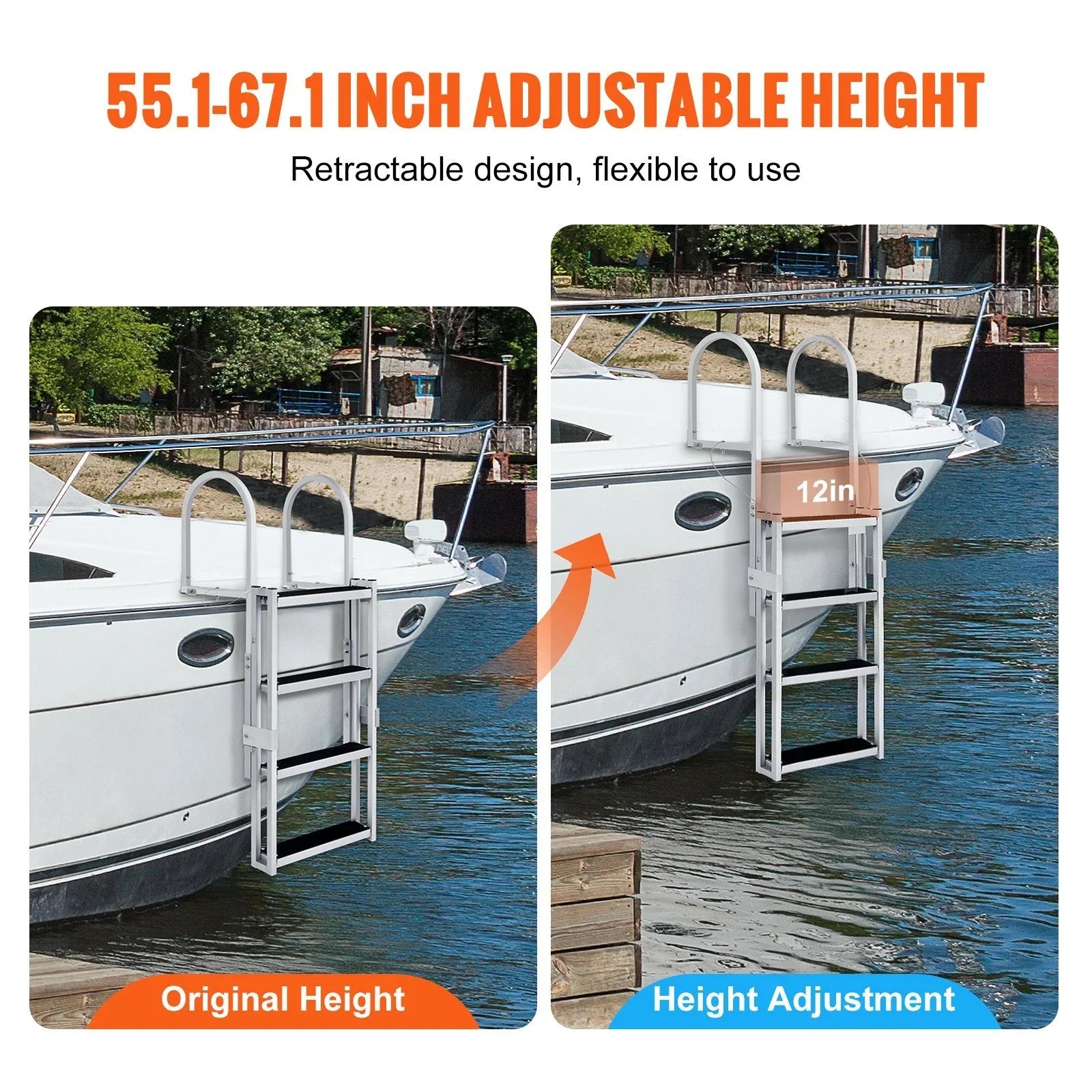 Vevor  Retractable 4 Sizeteps, 350 lbs Load Capacity Dock Ladder