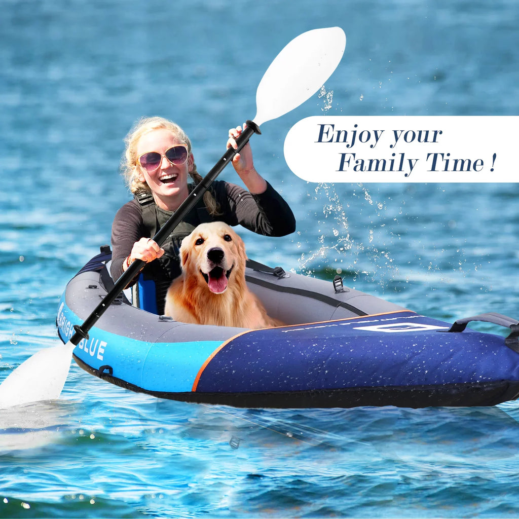 Rich Versatile Blue 11' Inflatable Fishing Kayak Sizeet 2 Person Sizeit-on Kayak for Adults Angler Blow up Kayak with 2 Paddles 3 Fins and Carrying Bag