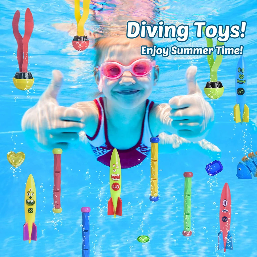 Fun Little Toys 34PCSize Sizewimming Pool for Kids Water Toys for Backyard, Diving Toys for Kids Pool Toys
