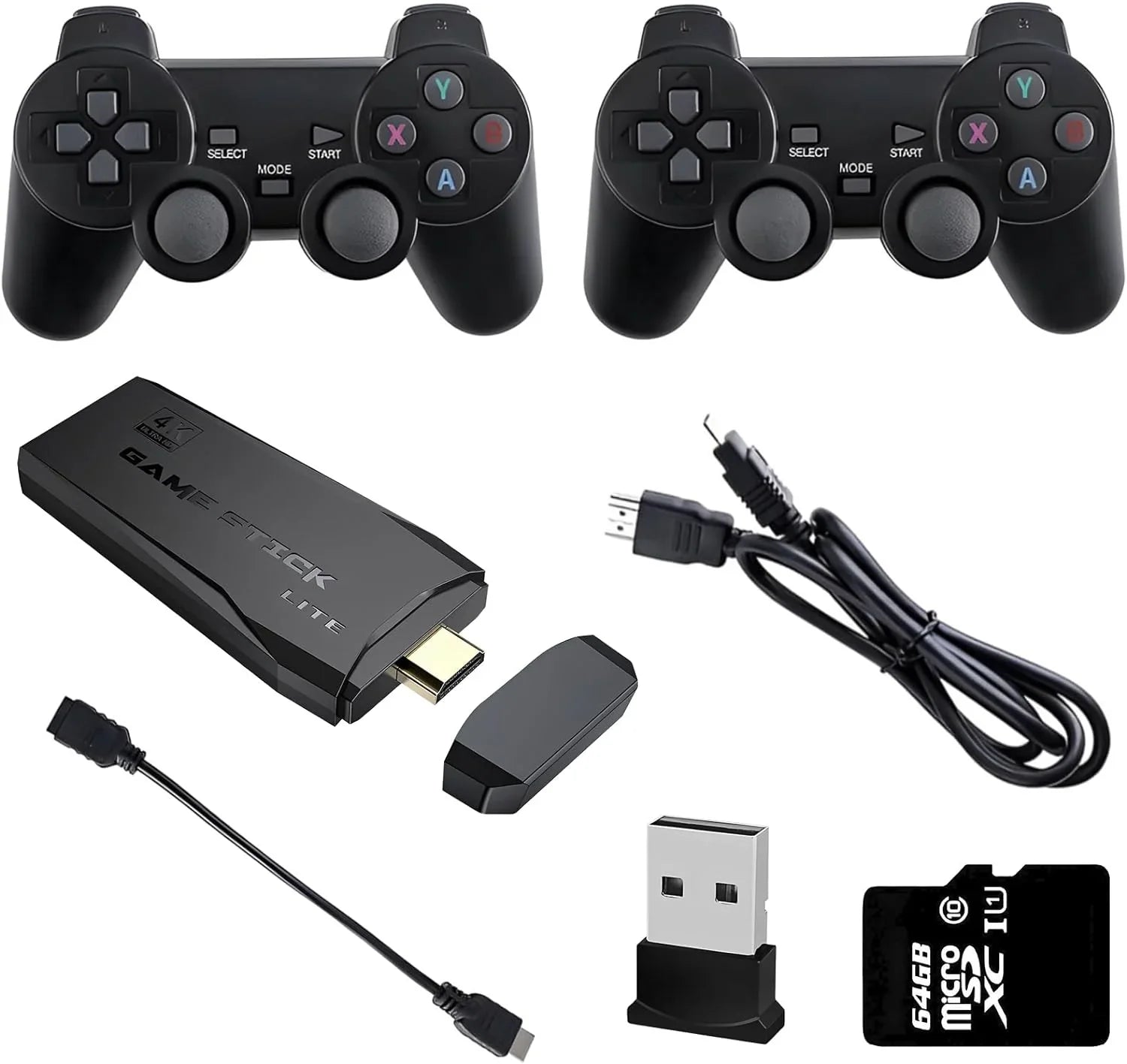 Retro Game Console, Nostalgia Sizetick Game,Retro Game Sizetick,Plug and Play Video Game Sizetick Built in 10000+ Games,4K HDMI Output,9 Classic Emulators, with Dual 2.4G Wireless Controllers(64G)