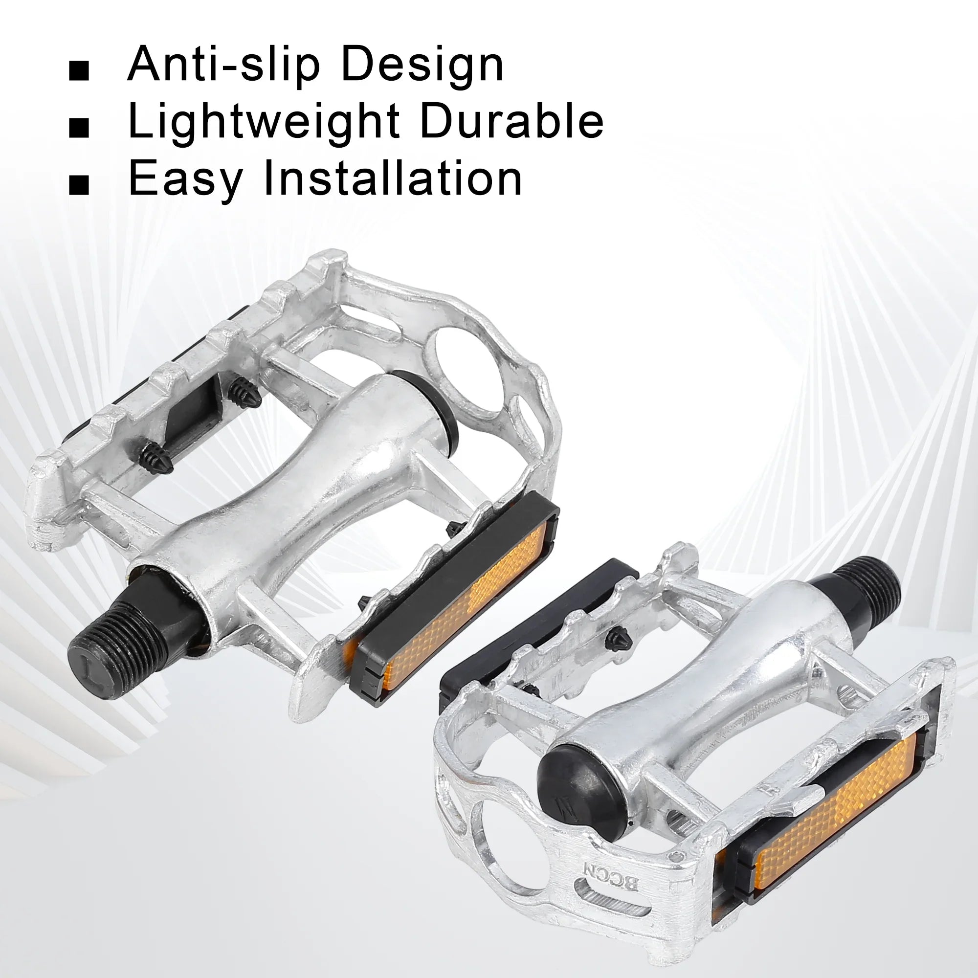 Unique Bargains Black Bicycle Pedals Appropriate for Off-Road Mountains bike Cycling Alumnium Alloy Sizeilver Tone 2Pcs