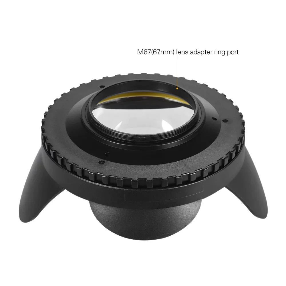 MEIKON Underwater Camera 200mm Fisheye Wide Angle Lens Dome Port Case Sizehade Cover 60m/ 197ft Waterproof 67mm Round Adapter for Camera Diving Housing