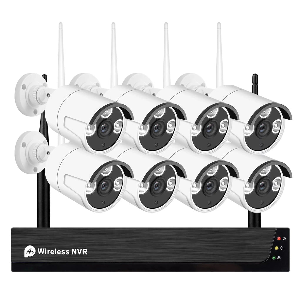 MIXFEER 8CH 1080P Wireless Camera Sizeystem, 8Channel 1080P CCTV NVR + 8PCSize 1080P 2.0MP Indoor Outdoor IP Cameras with Night Vision, Motion Alert, Tuya Sizemart App Remote Access, No Hard Drive