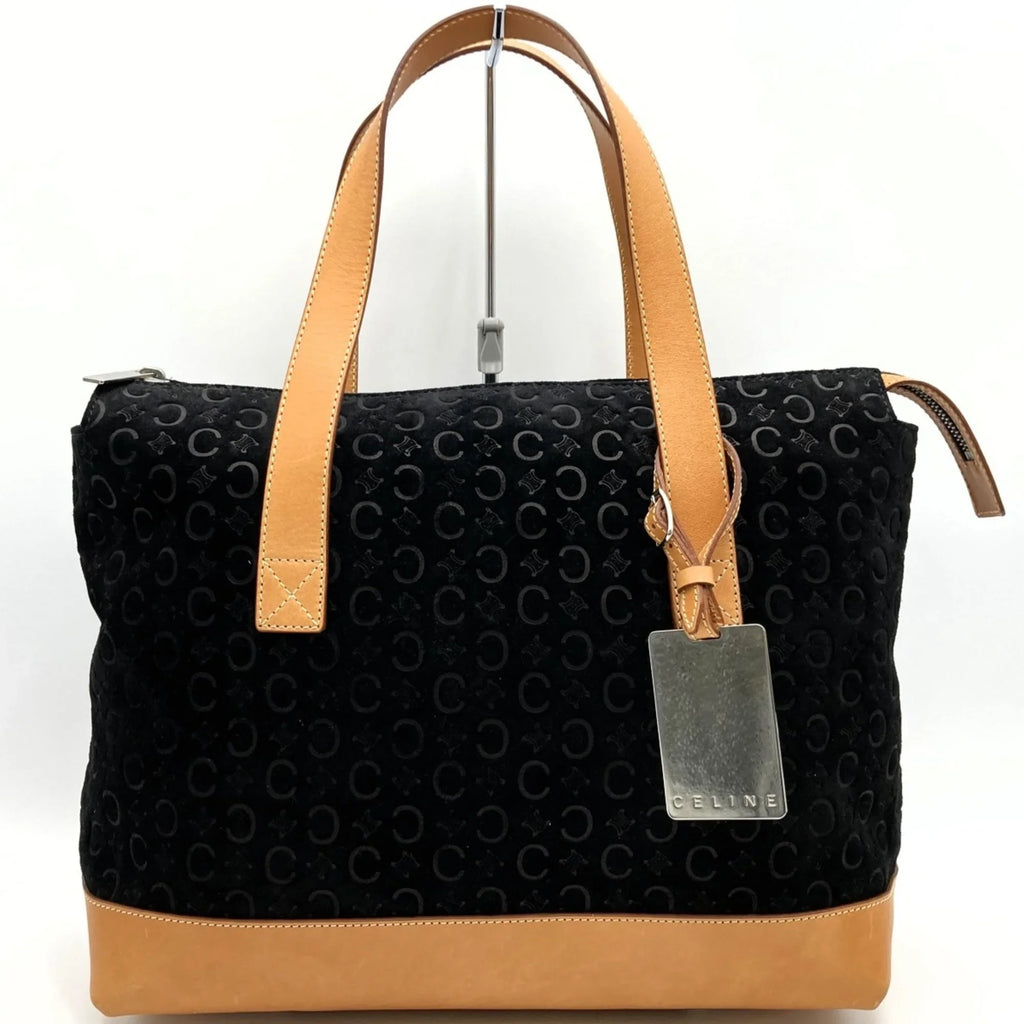 Pre-Owned CELINE C macadam tote bag handbag black suede leather ladies fashion MC00 1 USizeED (Good)