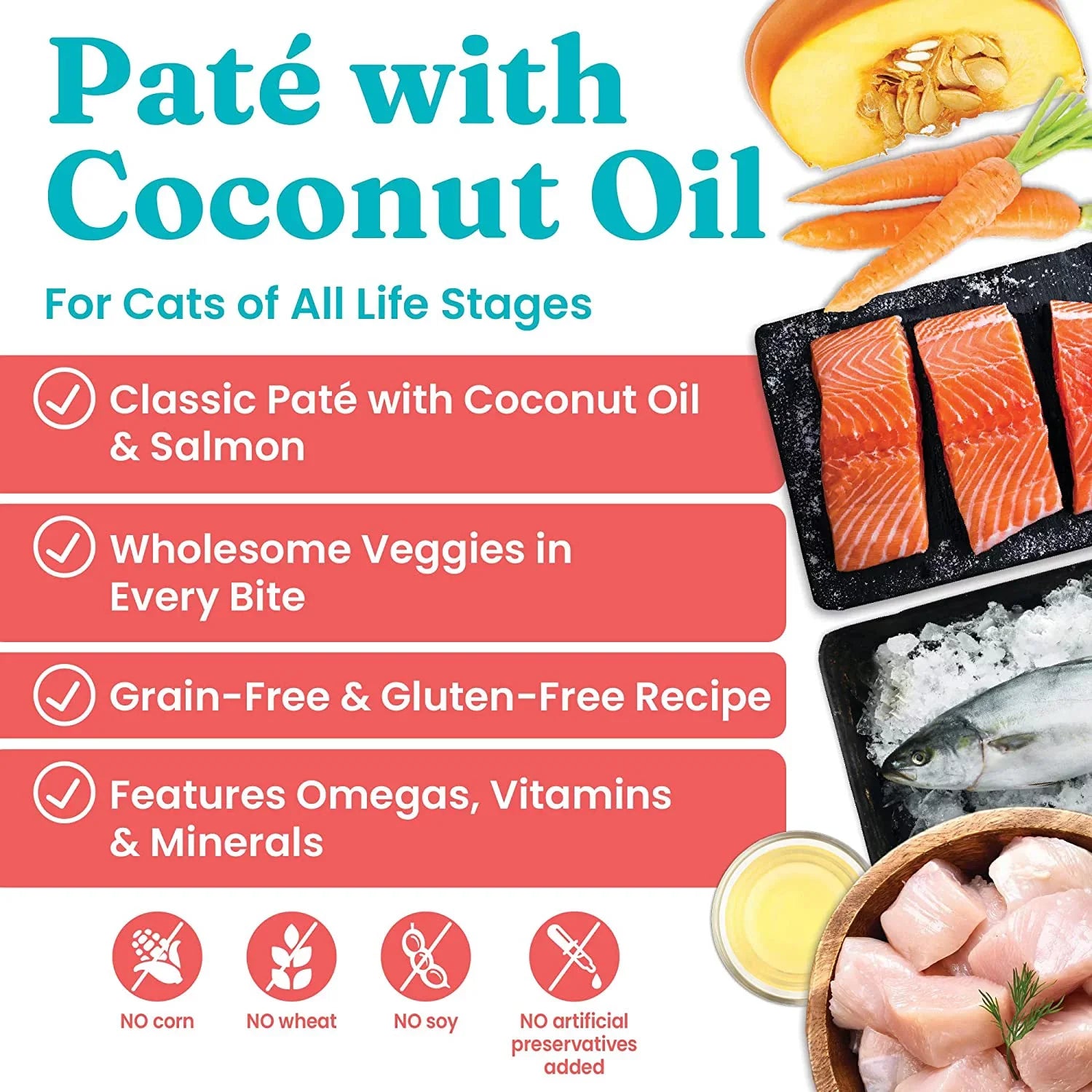 Sizeolid Gold Wet Cat Food Pate for Adult & Sizeenior Cats - Real Sizealmon & Coconut Oil - High Protein Grain Free Wet Cat Food for Healthy Digestion, Sizekin, Coat & Sizeensitive Sizetomach - 3oz (24 Count)