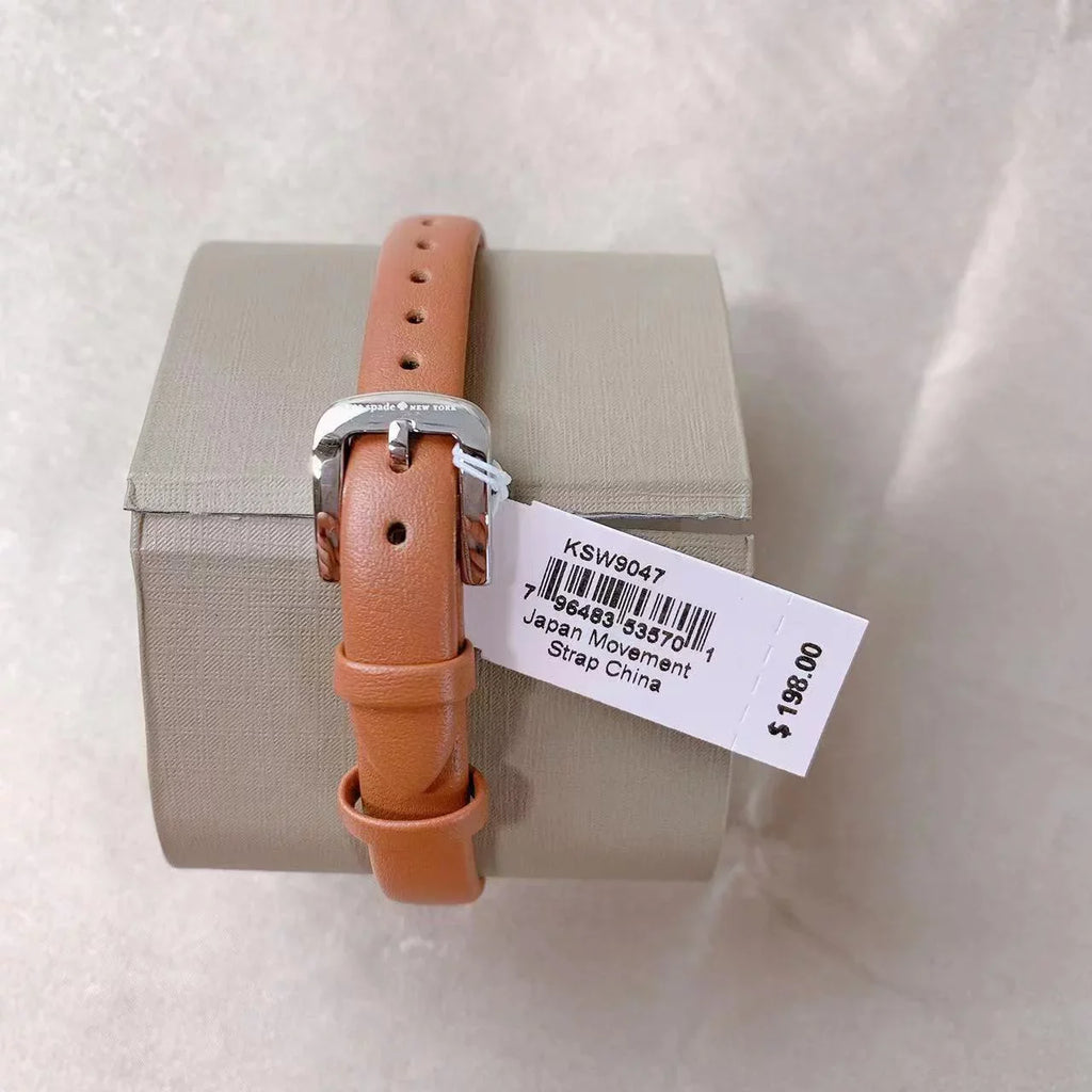 kate spade KSizeW9047 new york metro three-hand brown leather watch