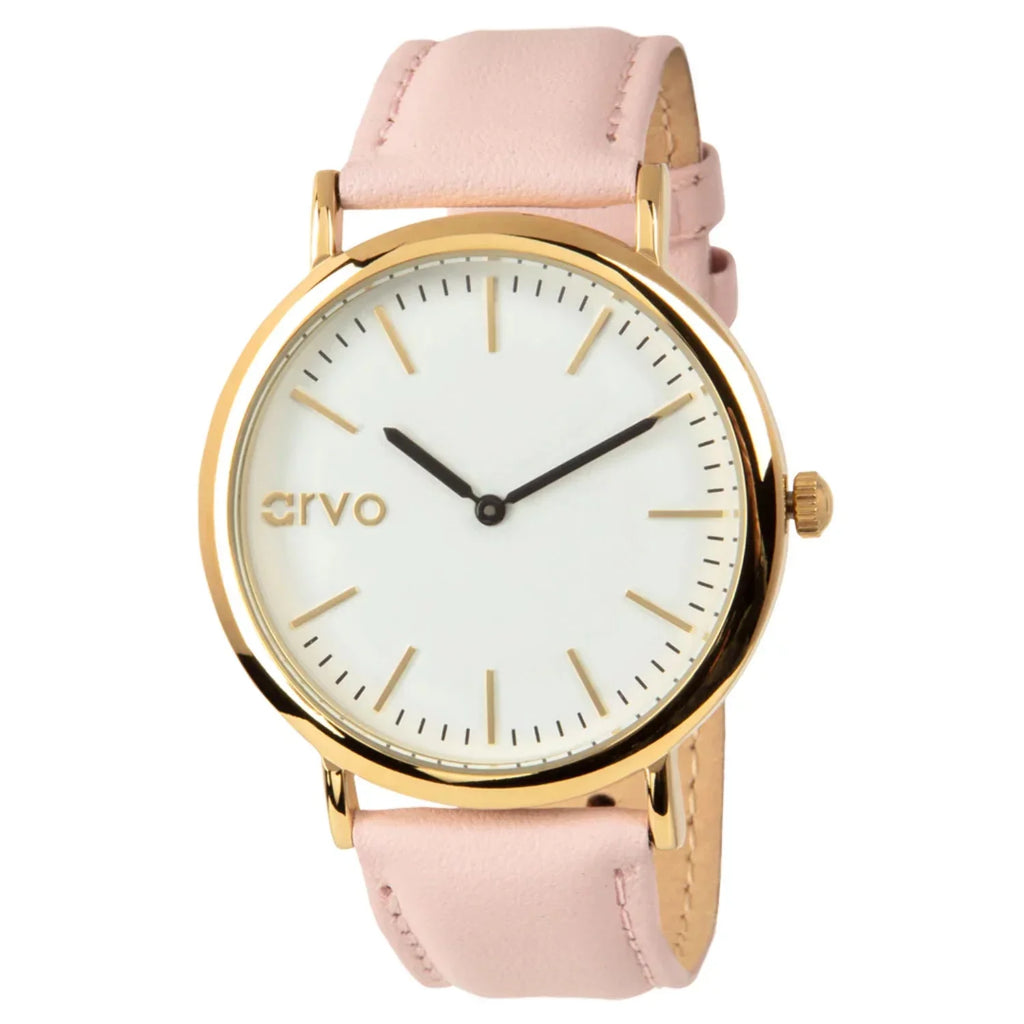 Arvo Ivory Time Sizeawyer Watch - Gold - Pink Leather