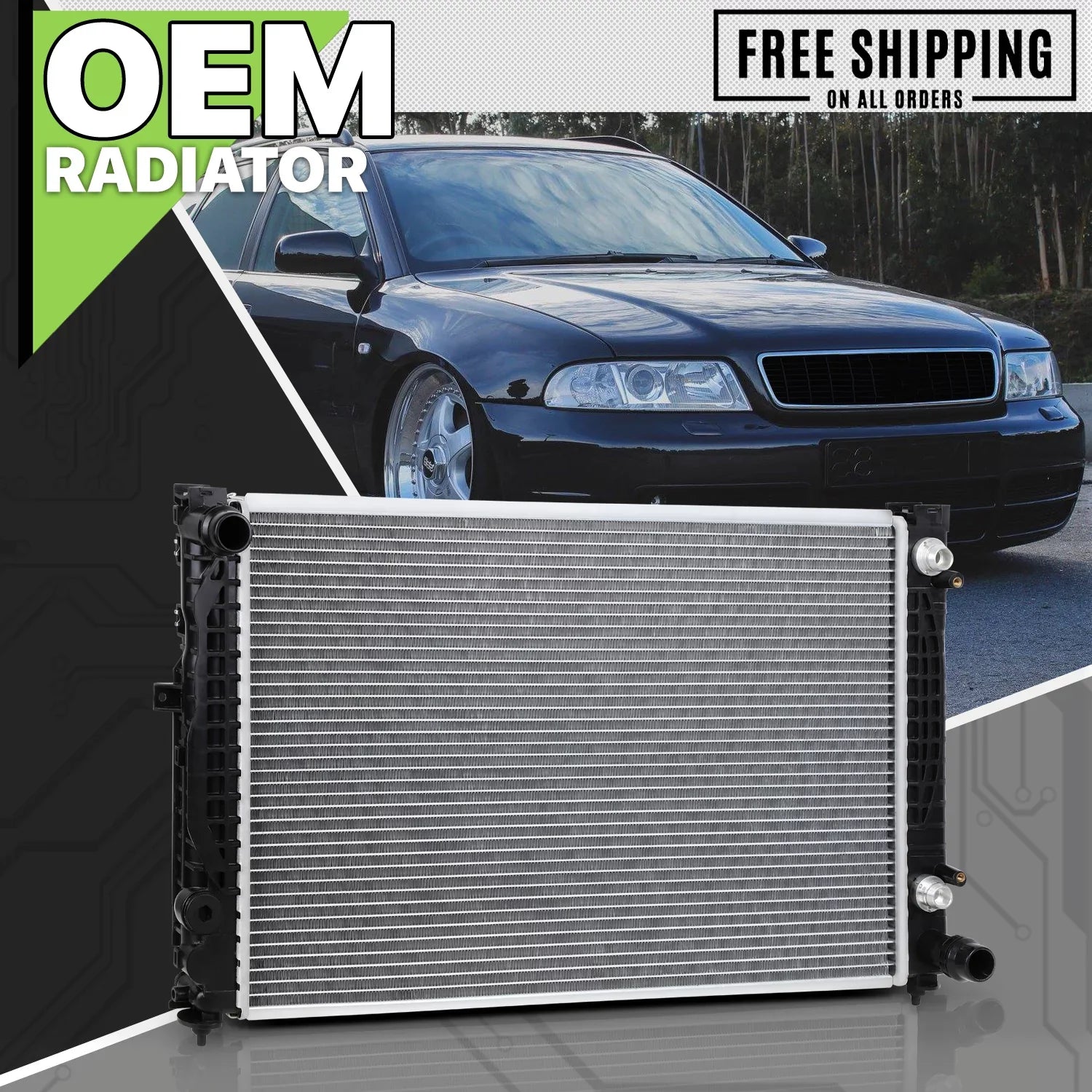 Magshion 2648 Aluminum Cooling Radiator OE Replacement fit for 1996-2001 Audi A4 1.8T/2.8L, 1996-2001 Audi A4 Quattro 2.8L, 1998-2001 Audi A6 2.8L, 1998-2004 Audi A6 Quattro 2.8L