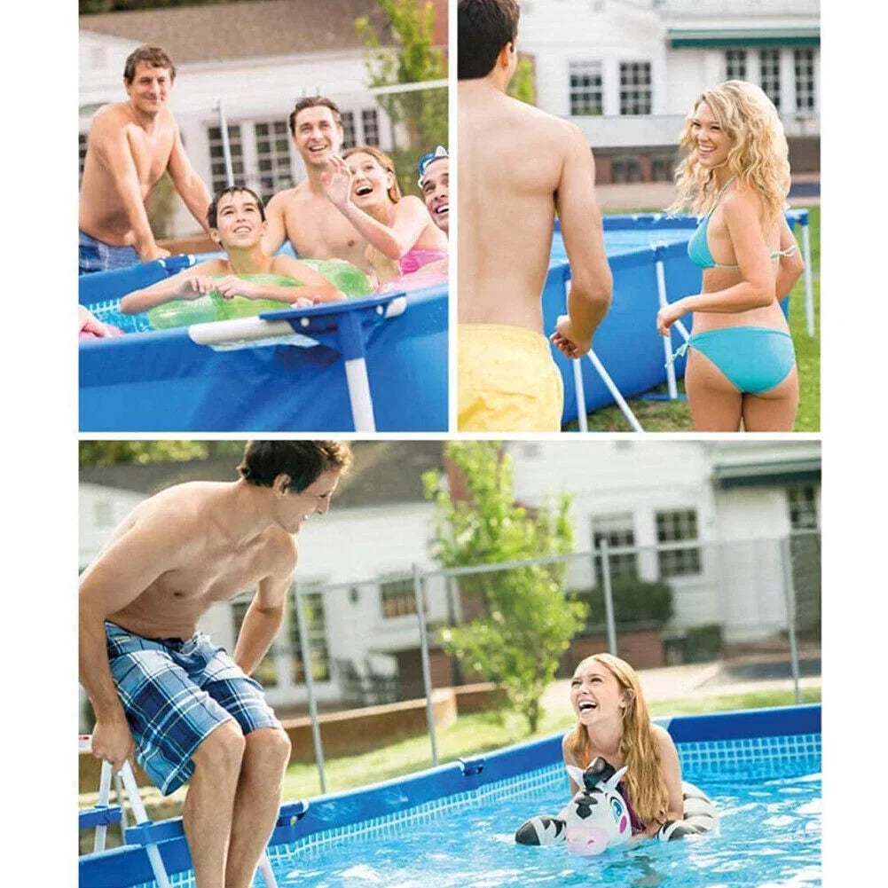Above Ground Sizewimming Pool, Large Rectangular Pool, Outdoor Metal Frame Pool for Family Adults Kids