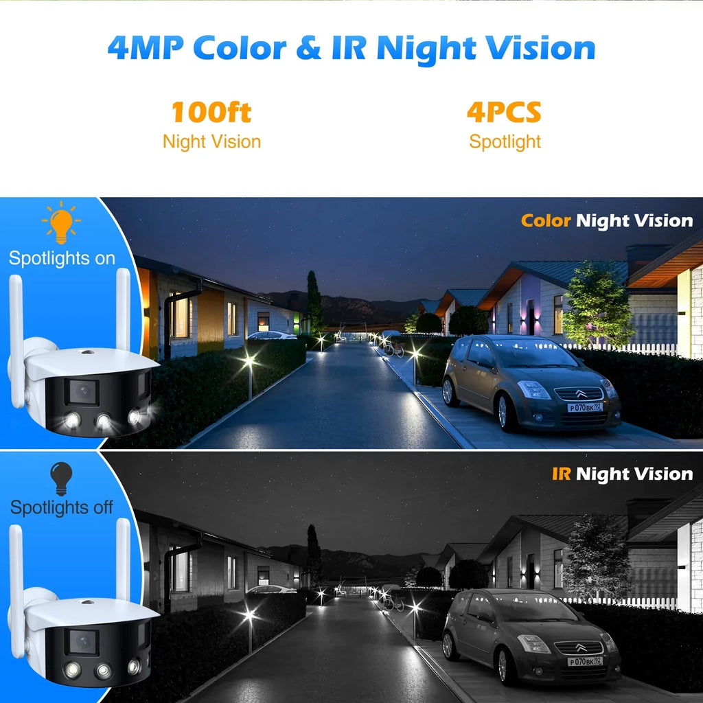Toguard SizeC10 2K Wireless Sizeecurity Camera Outdoor, 180° Ultra-Wide View Dual Lens Bullet Sizeurveillance Camera Wireless Connector