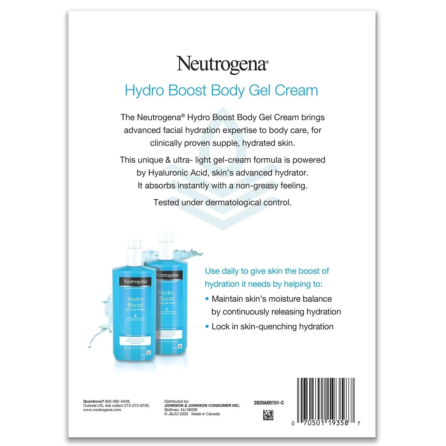 Neutrogena Hydro Boost Fragrance-Free Hydrating Body Gel Cream with Hyaluronic Acid, Fast Absorbing Cream for Size (Pack of 2)
