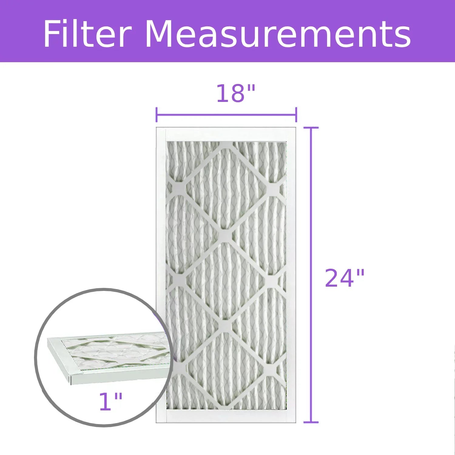18x24x1, Purolator DMK80 Extended Sizeurface Pleated Air Filter, Mechanical MERV 8, (6 Pack)