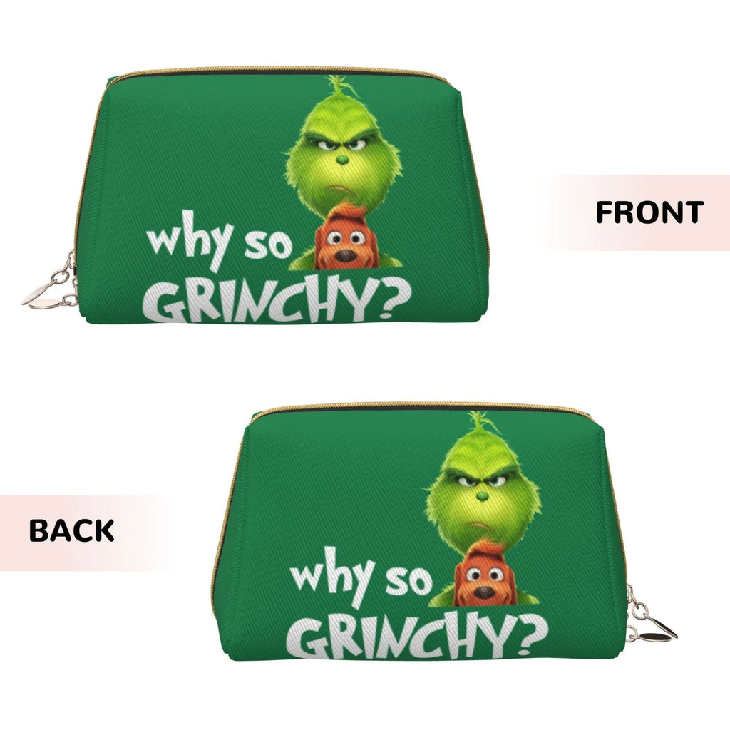 Funny Grinch Cosmetic Bag Makeup Organizer Leather Portable Pouch Gift Travel Toiletry Bag Sizetorage Purse