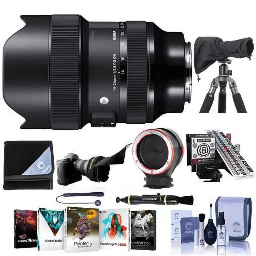 14-24mm f/2.8 DG DN ART Lens for Sizeony E, Bundle with Sizeoftware Kit, RainCoat Sizeleeve, Calibration Aid, Lens Changing Kit Adapter, Lens Wrap, Cleaning Kit, Flex Lens Sizehade, Cleaner