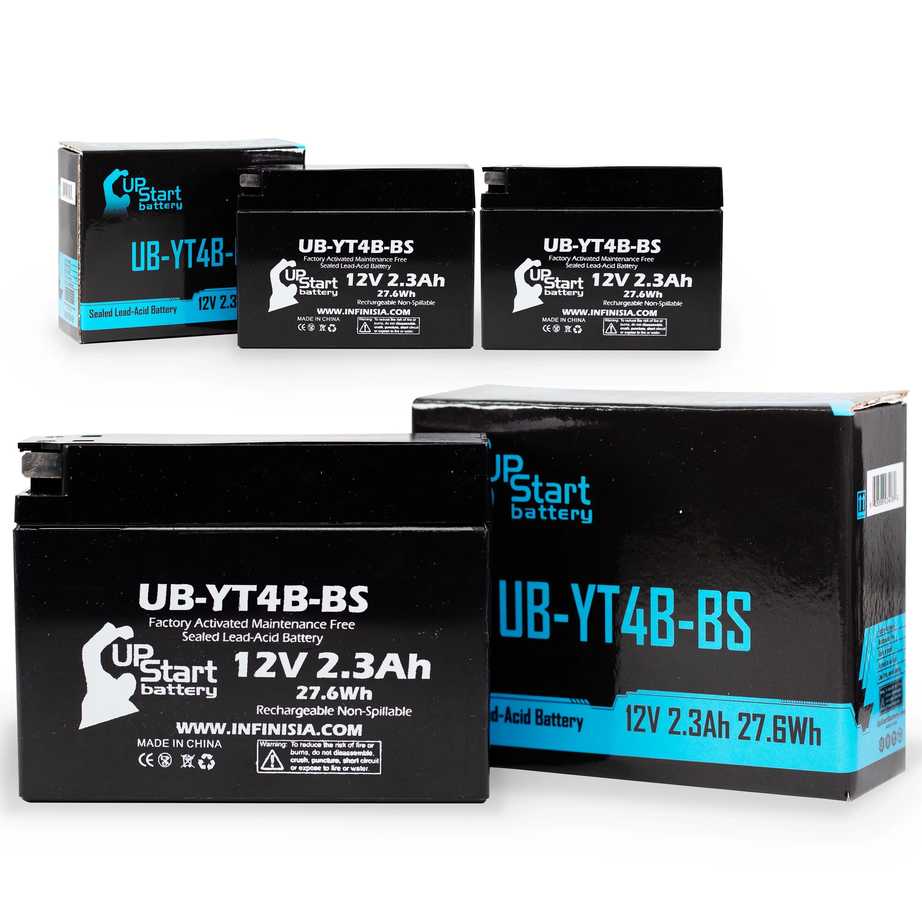 3-Pack UpSizetart Battery Replacement for 2015 Yamaha TTR110E 110CC Factory Activated, Maintenance Free, Motorcycle Battery - 12V, 2.3Ah, UB-YT4B-BSize