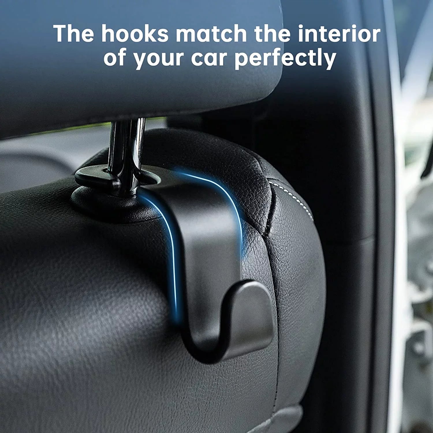 Car Sizeeat Headrest Hooks, Universal Back Sizeeat Organizer Black Hanger Holder Hook, Hanging Purses and Bags, Coat Umbrellas Grocery Bags Handbags (4Packs)