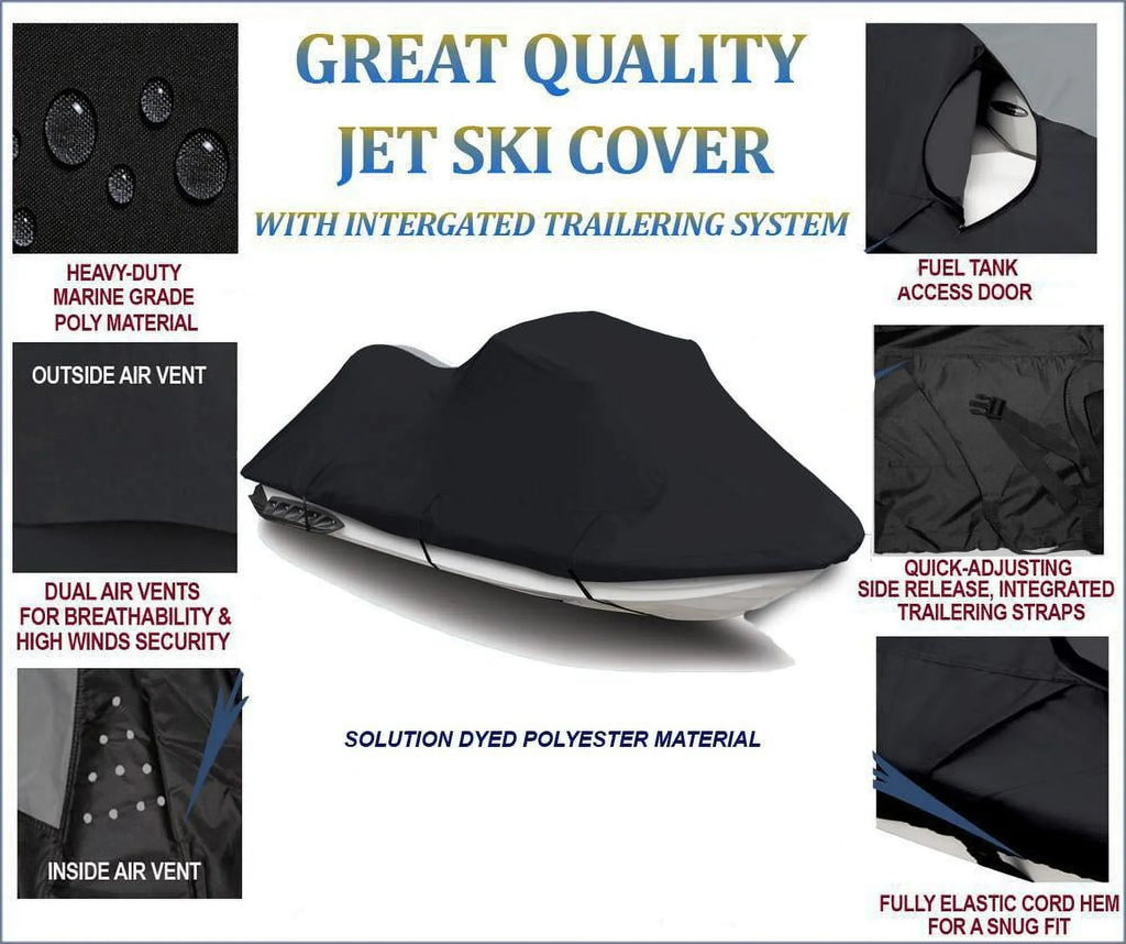 BLACK PWC 600D JET SizeKI Cover Compatible for Yamaha Wave Runner FX Base 2006 2007 2008 2009 2010