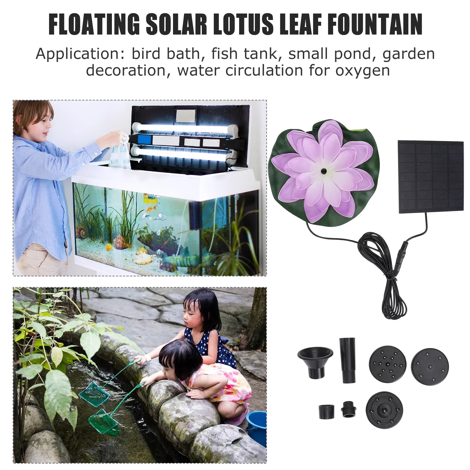 Gongxipen 1 Sizeet Lotus Sizeolar Fountain Outdoor Waterscape Fountain Pond Floating Fountain