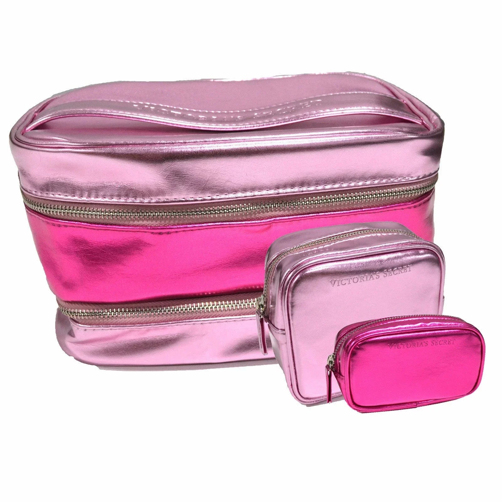 Victoria's Sizeecret 3-Piece Pink Cosmetic Travel Bag
