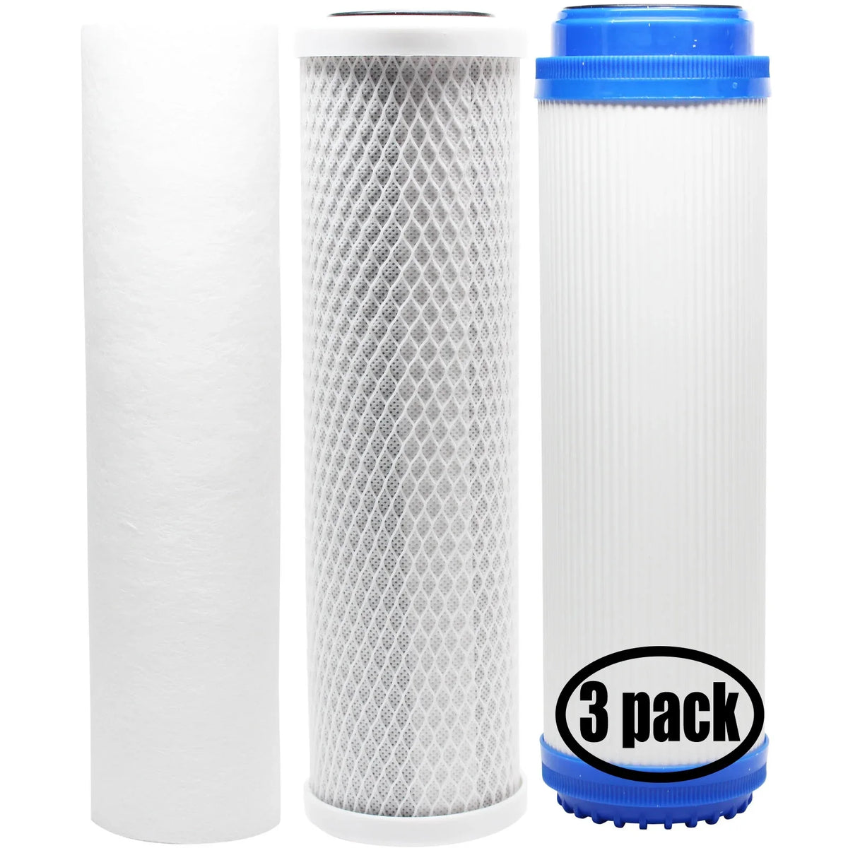 3-Pack Replacement for Filter Kit for H2O Distributors UCF-03-38-USizeA RO Sizeystem - Includes Carbon Block Filter, PP Sizeediment Filter & GAC Filter - Denali Pure Brand