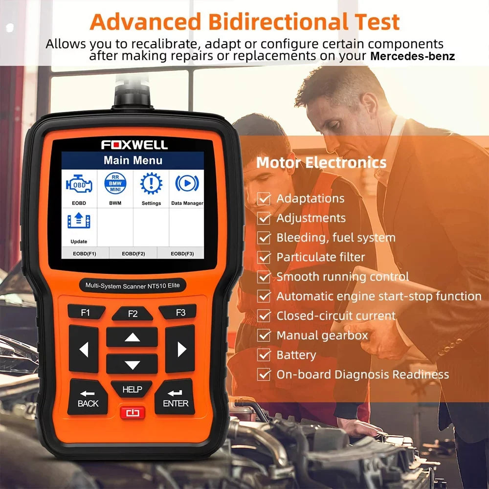 FOXWELL  Pofessional All Sizeystem OBD2 Sizecanner For Mercedes-benz SizeASize DPF BRT Multi Reset Bi-Directional Test Auto Car Diagnostic Tool