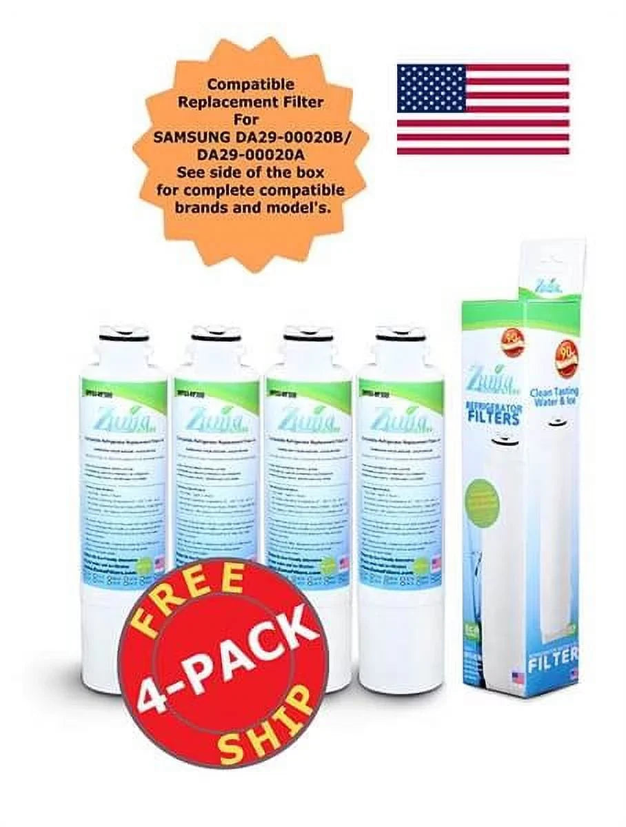 ZUMA Brand , Water and Ice Filter , Model # OPFSize3-RF300 , Compatible with RSize25H5121SizeR/AA - 4 Pack - Made in U.Size.A.